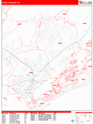 Mount Pleasant Digital Map Red Line Style